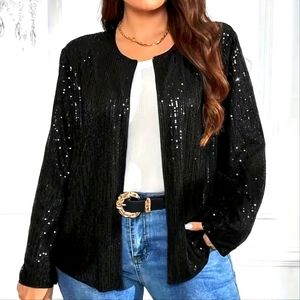 GORGEOUS BLACK SEQUINED JACKET 2X